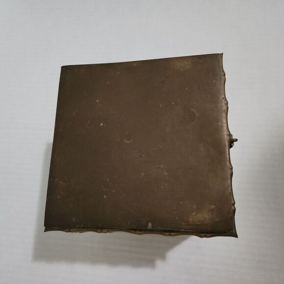 Unmarked Metal Trinket Box with attached Lid 5"x 5" x 5" - Picture 5 of 13